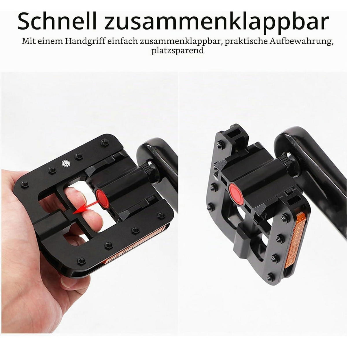 FAHRRADPEDALE Aluminiumlegierung klappbar rutschfest - Schwarz, Metall (9/3/10cm)
