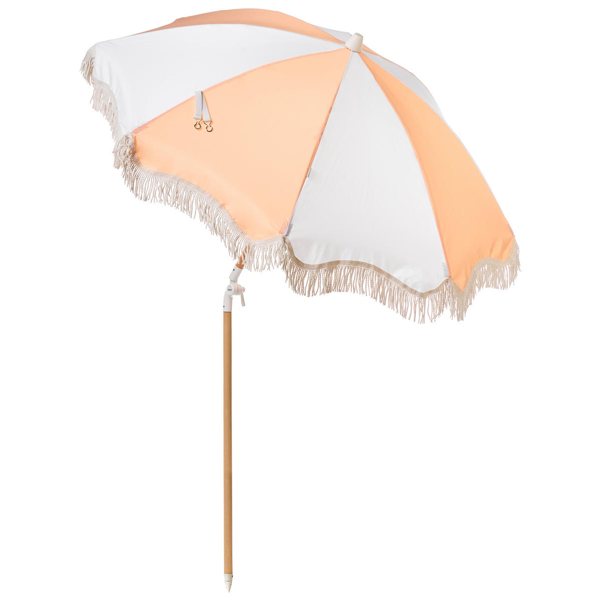 SLUNEČNÍK 155 cm Oranžový Mondello - bílá/pomerančová, dřevo (155/155cm) - Beliani