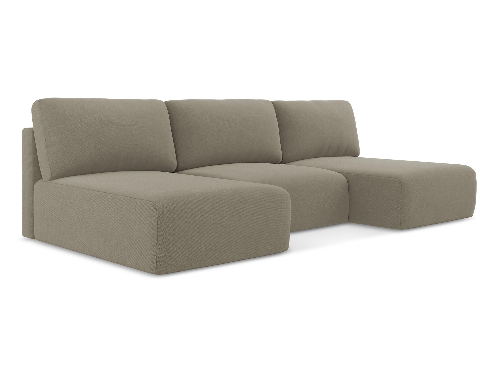 WOHNLANDSCHAFT Strukturstoff Stoff Beige - Beige/Schwarz, Kunststoff/Textil (304/79/149cm) - Makamii