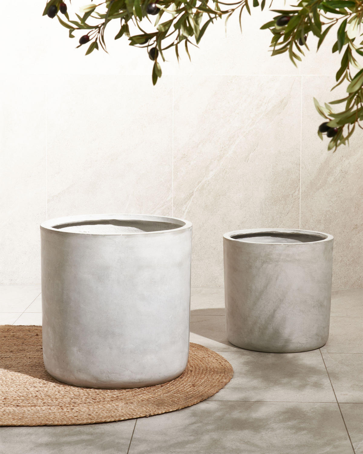 BLUMENTOPF Grau Messene - Grau, Naturmaterialien (50cm) - Beliani