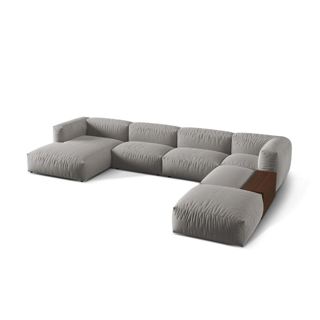 Thumbnail - Micadoni Panoramasofa, Hellgrau, Textil, 5-Sitzer, U-Form, 406x75x280 cm, Hergestellt in Europa, Oeko-Tex®, Wohnzimmer, ...