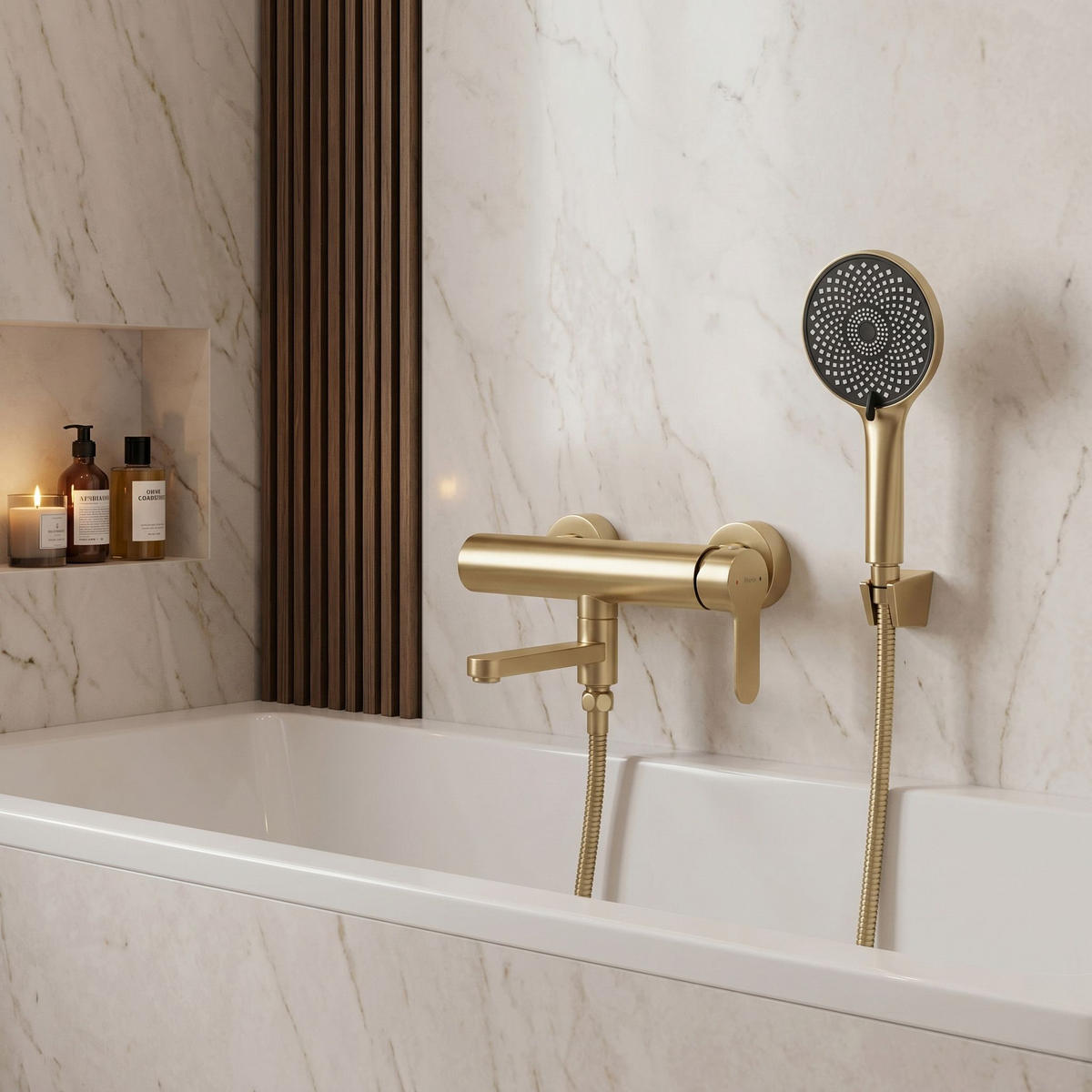 WANNENARMATUR Rea Arcos Brushed Gold - Goldfarben, Metall (20/20/15cm) - REA