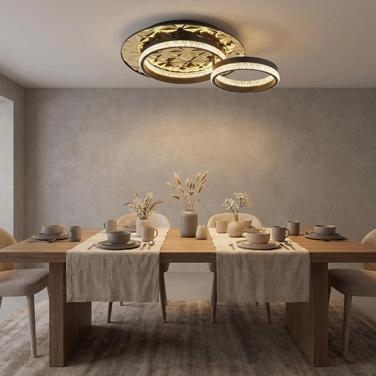LED DECKENLEUCHTE Aluminium Gold Kristalloptik - Goldfarben, Metall (50.5/40/14cm) - Globo Lighting