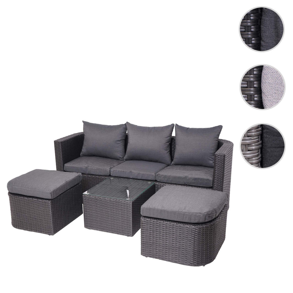LOUNGE-SET Anthrazit - Anthrazit, Holz - MCW