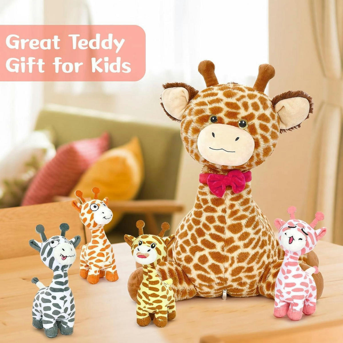 STOFFTIER Giraffe mit 4 Babys 50 cm - Multicolor, Textil (20/55cm)