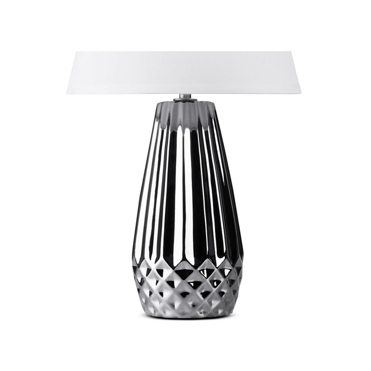 TISCHLAMPE ERANA, Silber/Weiß - Silberfarben/Weiß, Keramik/Textil (22/22/40cm) - KONSIMO®