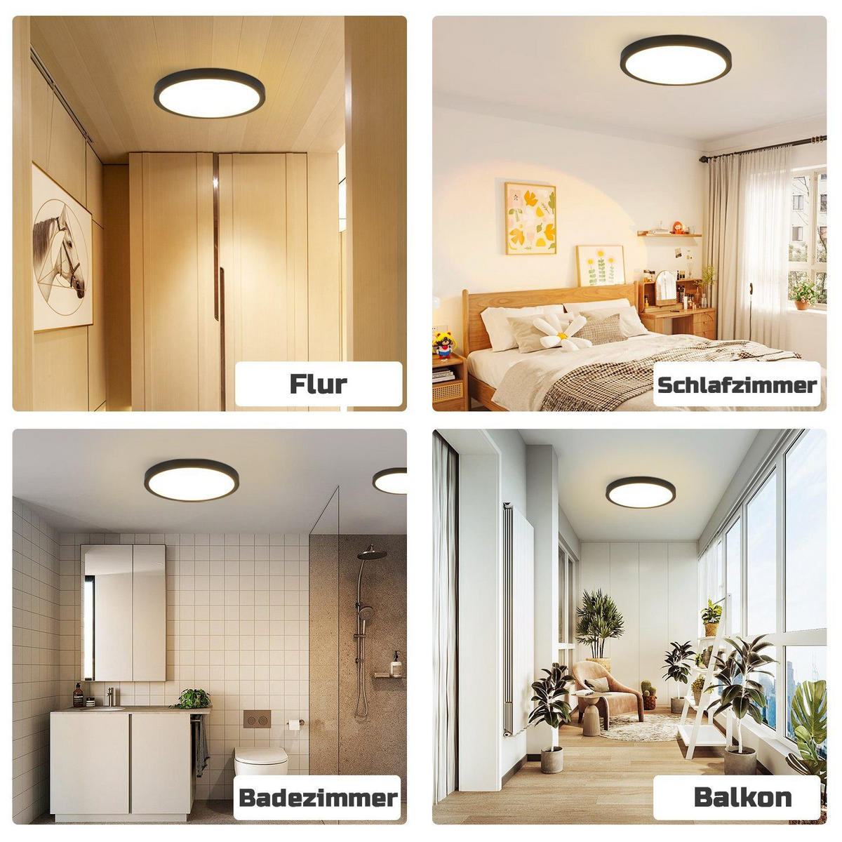 LED-DECKENLEUCHTE Berlin 22 cm - Schwarz, Kunststoff (22/22/2.5cm) - Nettlife