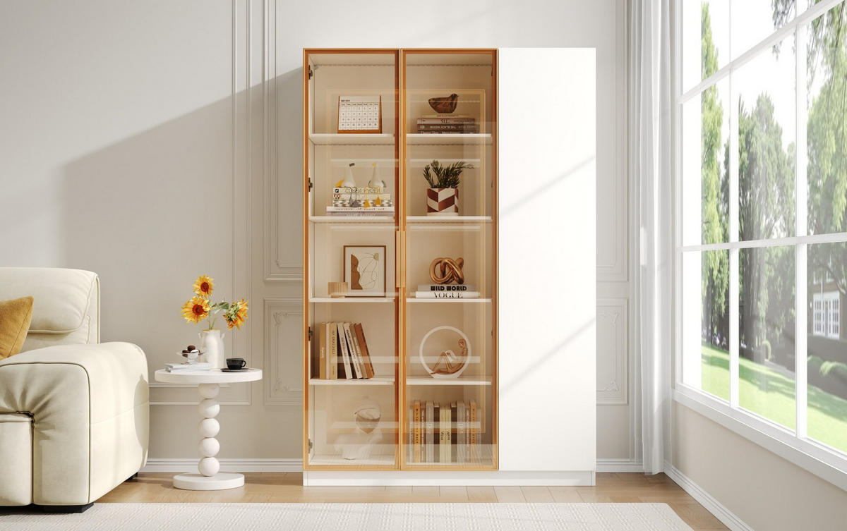 HIGHBOARD 110/165/35 cm Weiß aus MDF mit LED-Beleuchtung - Weiß, Holzwerkstoff (35/165/110cm) - OKMYHOME