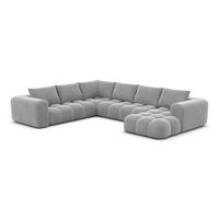 WOHNLANDSCHAFT Casaluna U-Form Hellgrau Samtstoff - Hellgrau, Kunststoff (338/88/267cm)