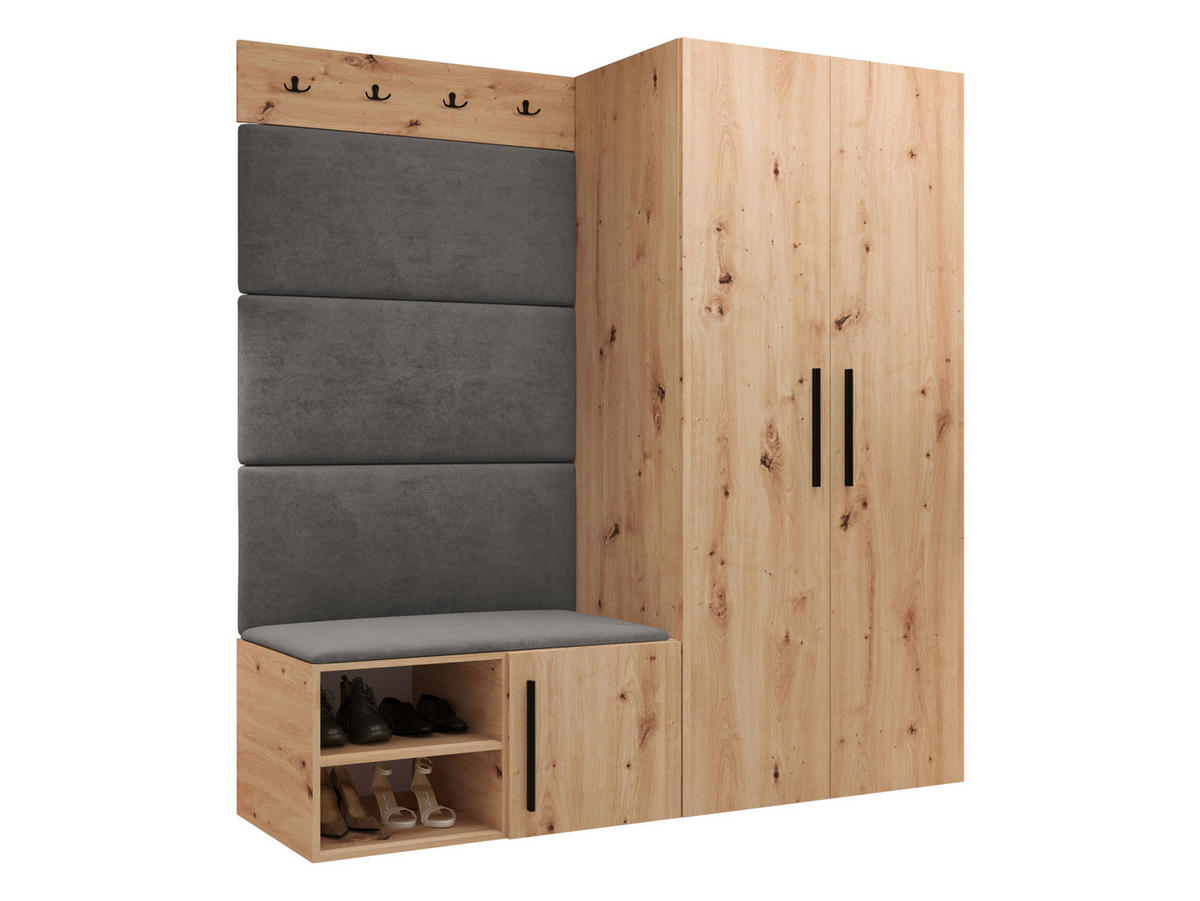 GARDEROBEN-SET Medi I - Schwarz/Eiche Artisan, Holzwerkstoff/Kunststoff (80/191/50cm) - MIRJAN24