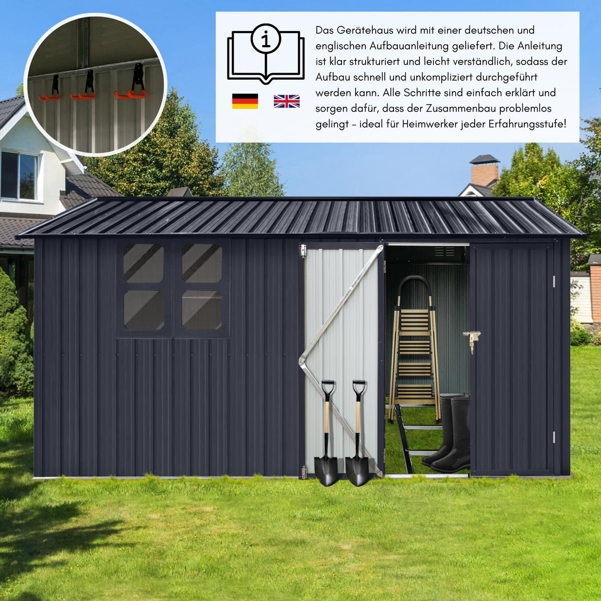 GERÄTEHAUS XXXL - Anthrazit, Metall (392/201/308cm) - Albatros