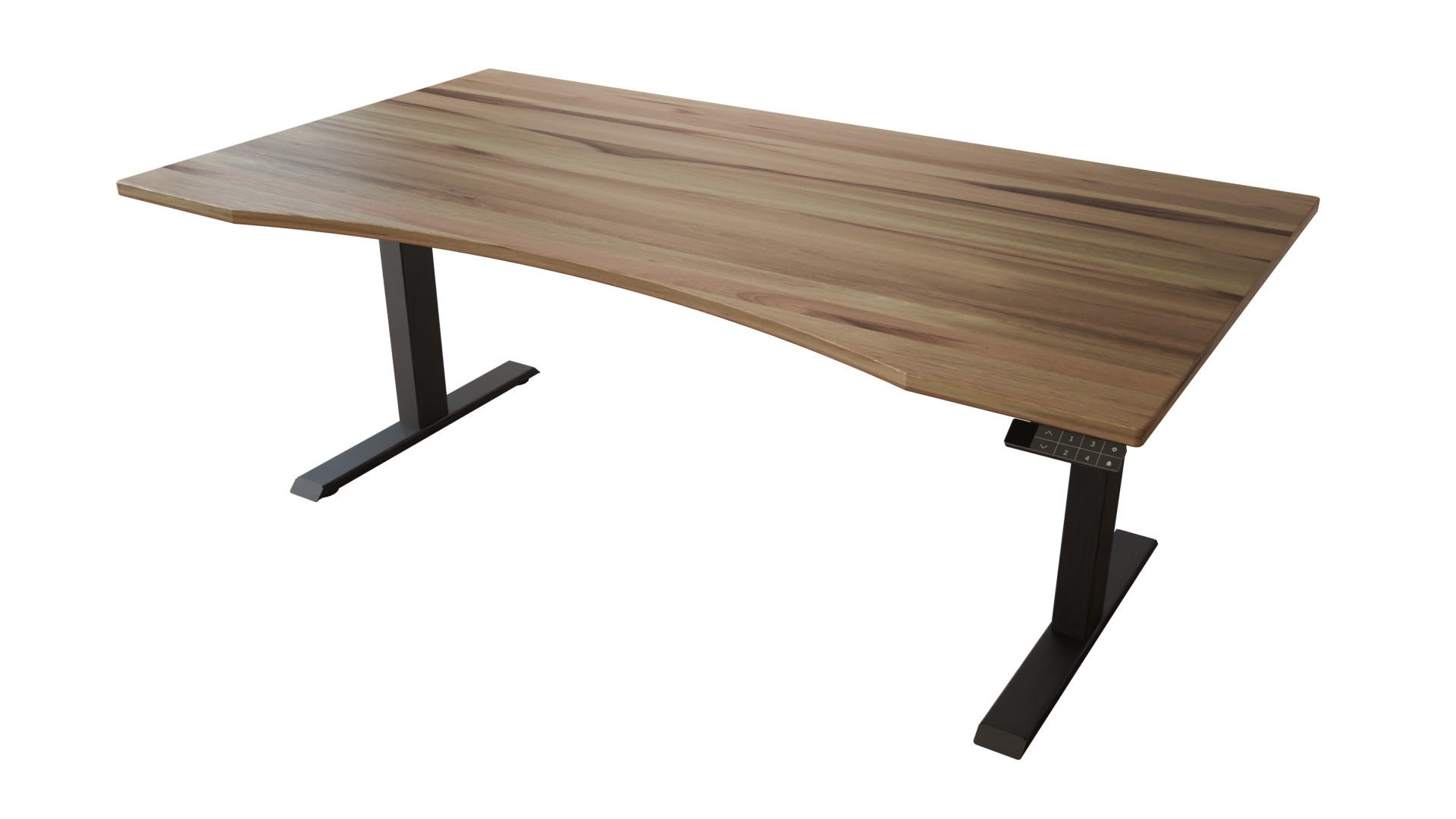 SCHREIBTISCH 180/100/65 - 130 cm elektrisch höhenverstellbar aus Kernbuche ergonomisch - Schwarz/Braun, Holz (100/180/65cm) - MeinMassivholz