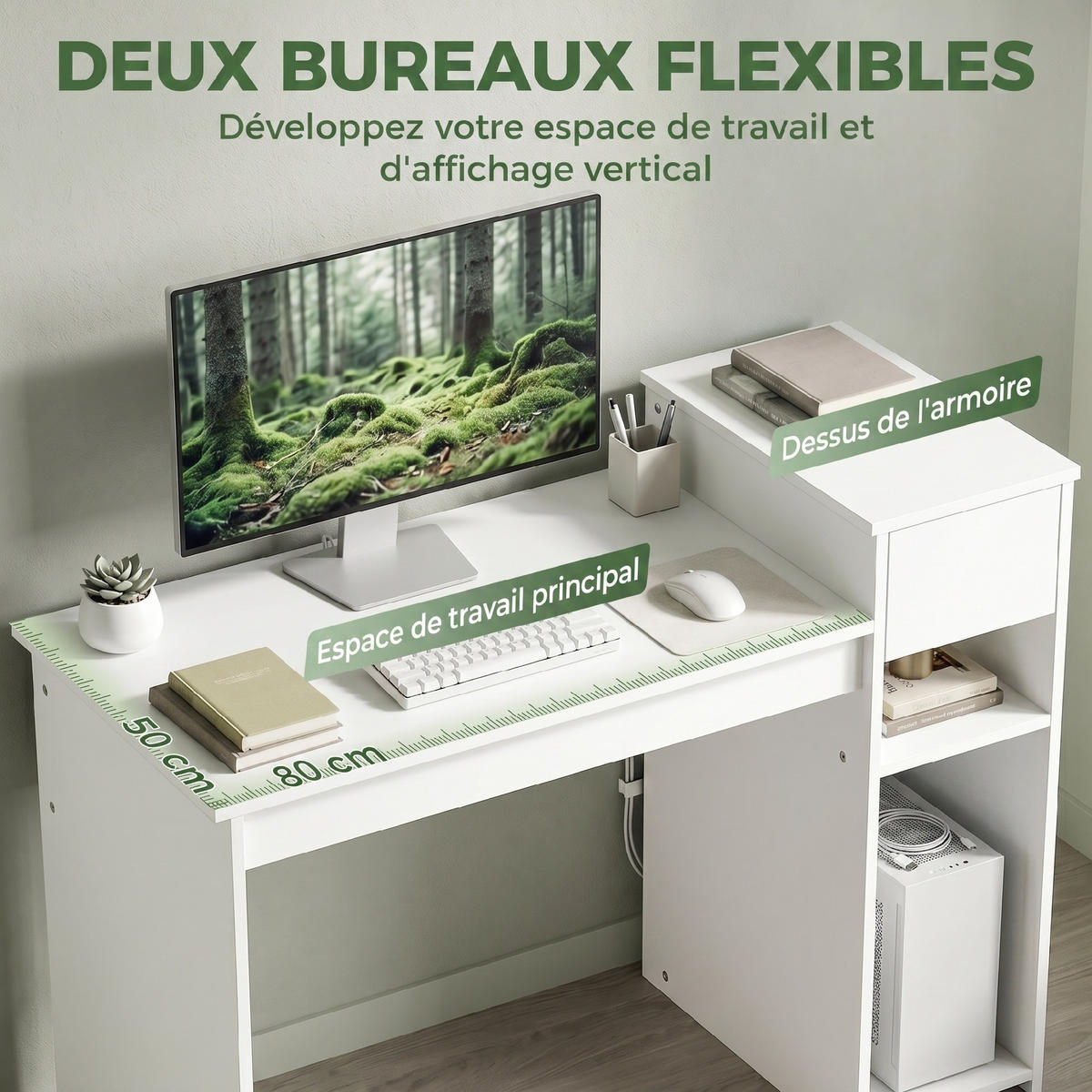 BÜROTISCH Weiß 1 Stück - Weiß, Holzwerkstoff (50/108/82cm) - GiPP