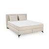 BOXSPRINGBETT 160x200 cm, 7-Zonen-Tonnentaschen-Federkernmatratzen H3+H4, Topper, Bonell-Federkern, Beleuchtung, USB-Ladeports, Chenille Beige / 20015 - Beige/Schwarz, Kunststoff/Textil (160/200cm) - luma-home
