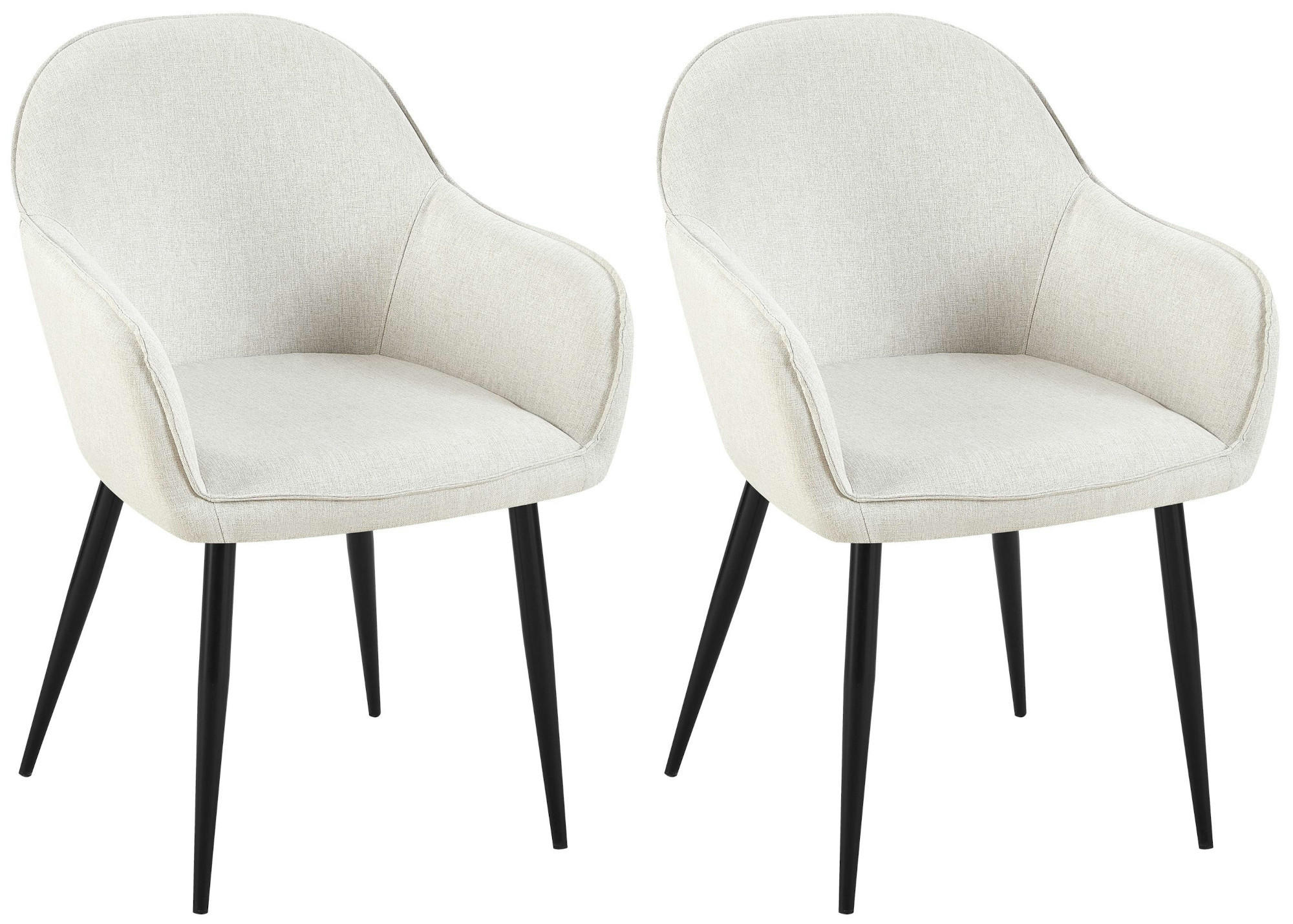 WOHNZIMMERSTUHL 2er Set Stoff creme - Creme/Schwarz, Textil/Metall (60/84/60cm) - CLP