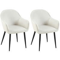 WOHNZIMMERSTUHL 2er Set Stoff creme - Creme/Schwarz, Textil/Metall (60/84/60cm) - CLP