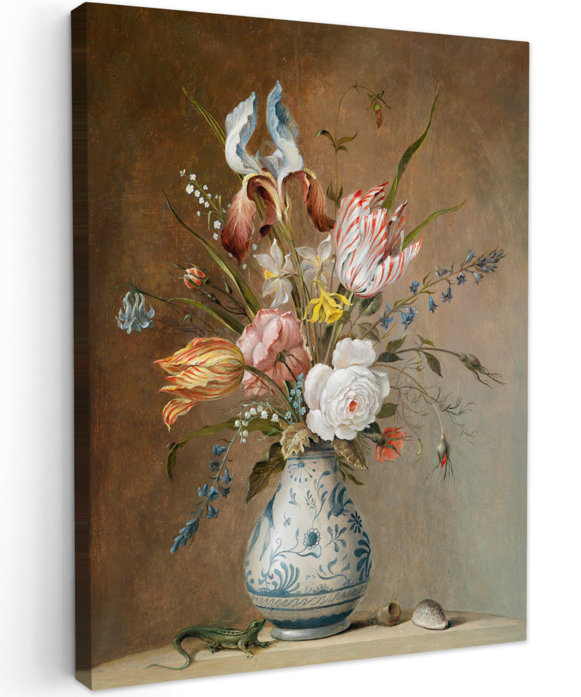 LEINWANDBILD Alte Meister - Blumen - Balthasar van der Ast 60x80 cm - Hellbraun, Textil (60/80cm) - MuchoWow