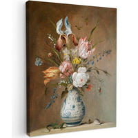 LEINWANDBILD Alte Meister - Blumen - Balthasar van der Ast 60x80 cm - Hellbraun, Textil (60/80cm) - MuchoWow