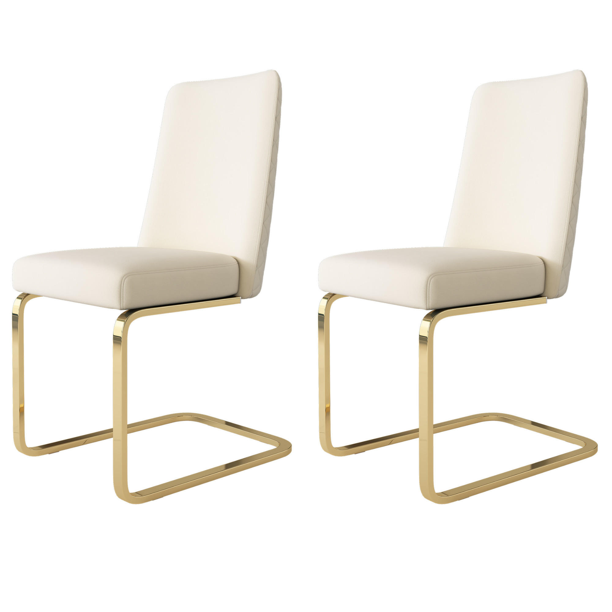 ESSZIMMERSTUHL 2er Set Samt Diamant Beige Gold Metallbeine - Beige, Textil (49.5/91/46cm) - FLIEKS