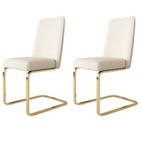 ESSZIMMERSTUHL 2er Set Samt Diamant Beige Gold Metallbeine - Beige, Textil (49.5/91/46cm) - FLIEKS