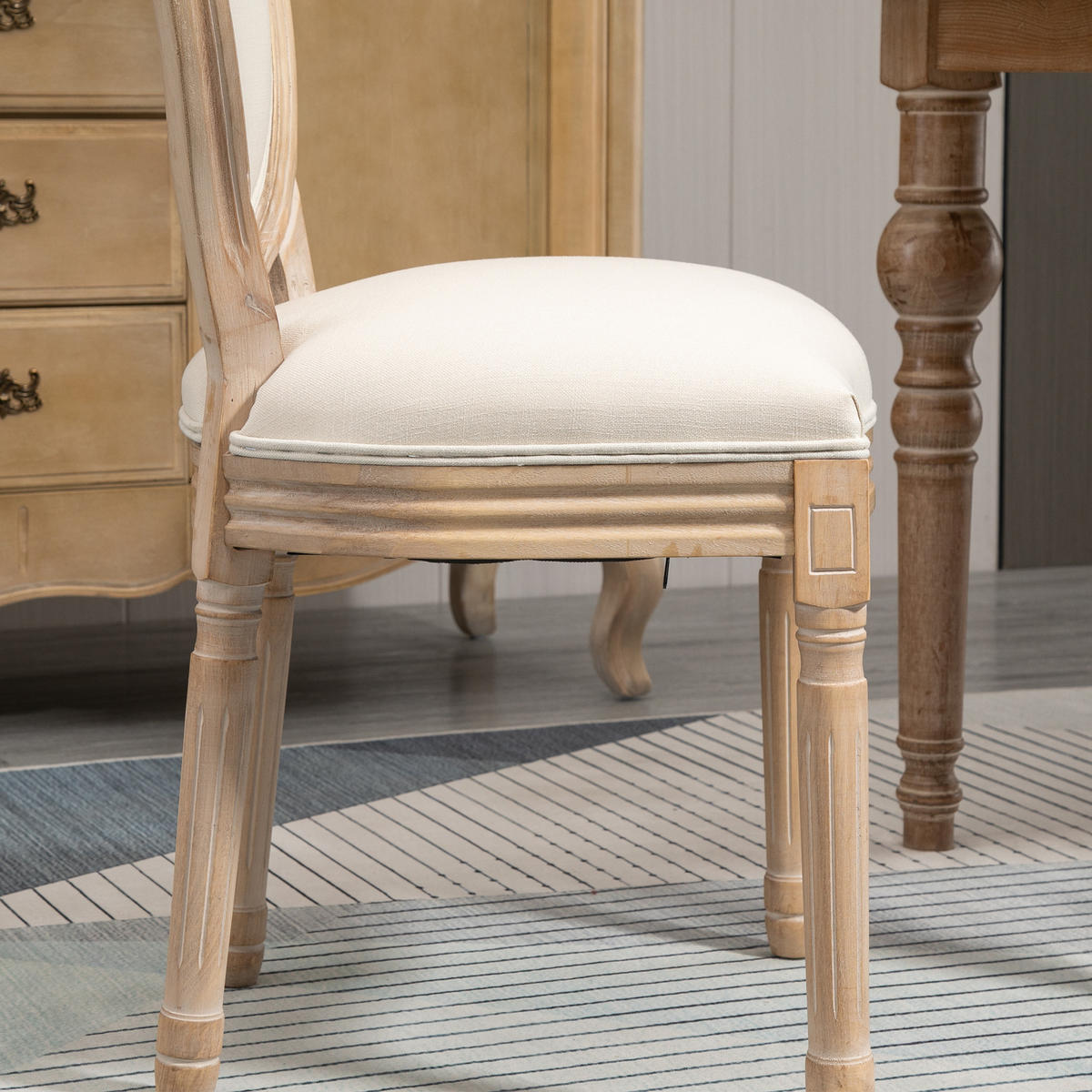 ESSZIMMERSTÜHLE, Schaumstoff Creme+Natur - Creme, Kunststoff (56/96/49cm) - HOMCOM