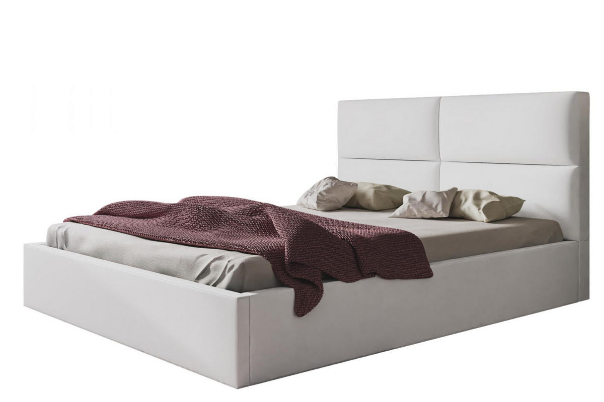 BETT 180x200 - Polsterbett mit Bettkasten und Holzrahmen - Modern Betten - Weicher Jasminstoff - Kollektion Lizbona, Weiß - Weiß, Holz/Kunststoff (180/200cm) - Alpi-Möbel