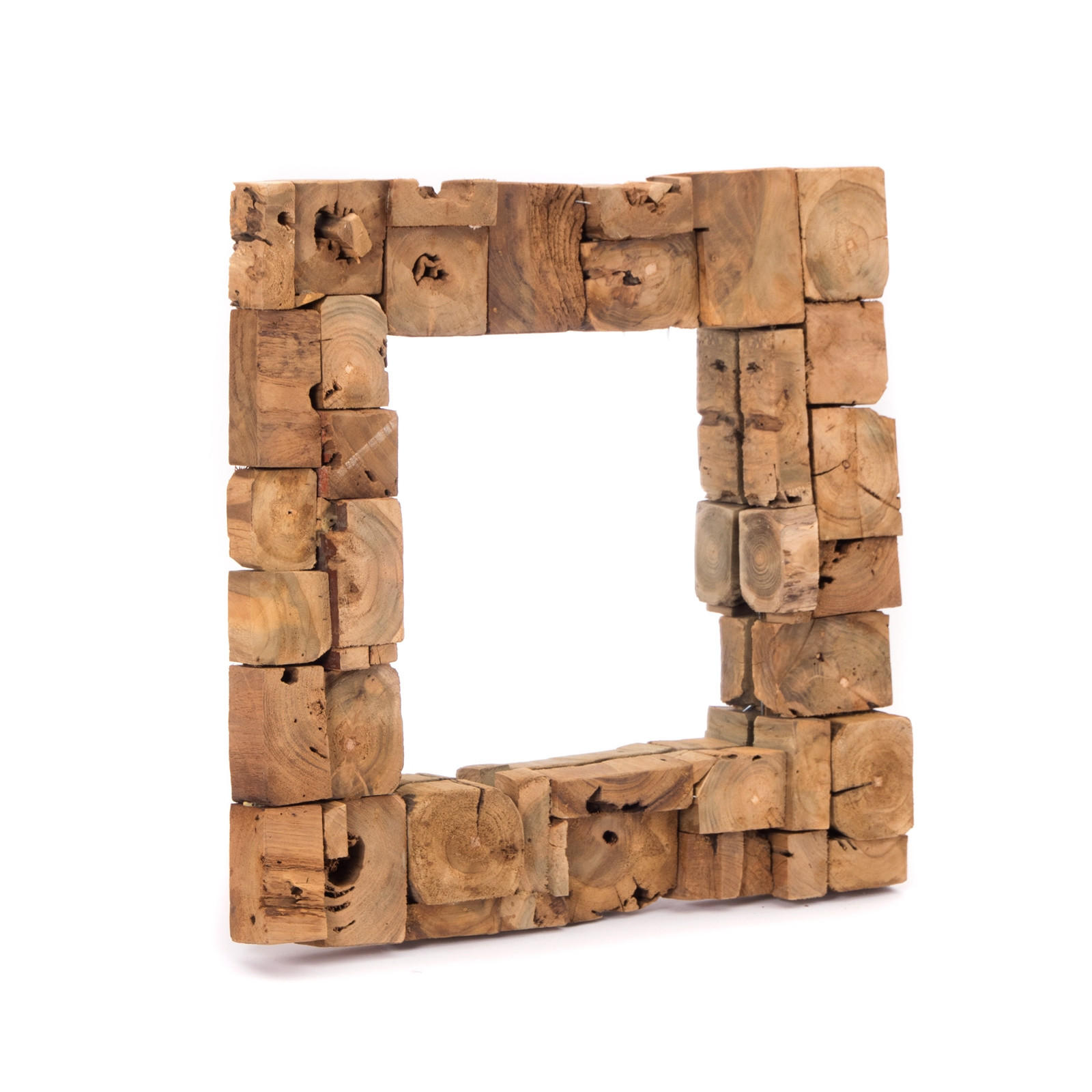 WANDSPIEGEL Mosaik 50x50cm Massivholz naturfarben - Braun, Holz (50/50/5cm) - CREEDWOOD