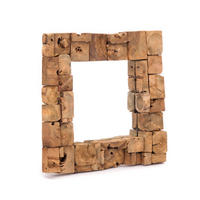 WANDSPIEGEL Mosaik 50x50cm Massivholz naturfarben - Braun, Holz (50/50/5cm) - CREEDWOOD