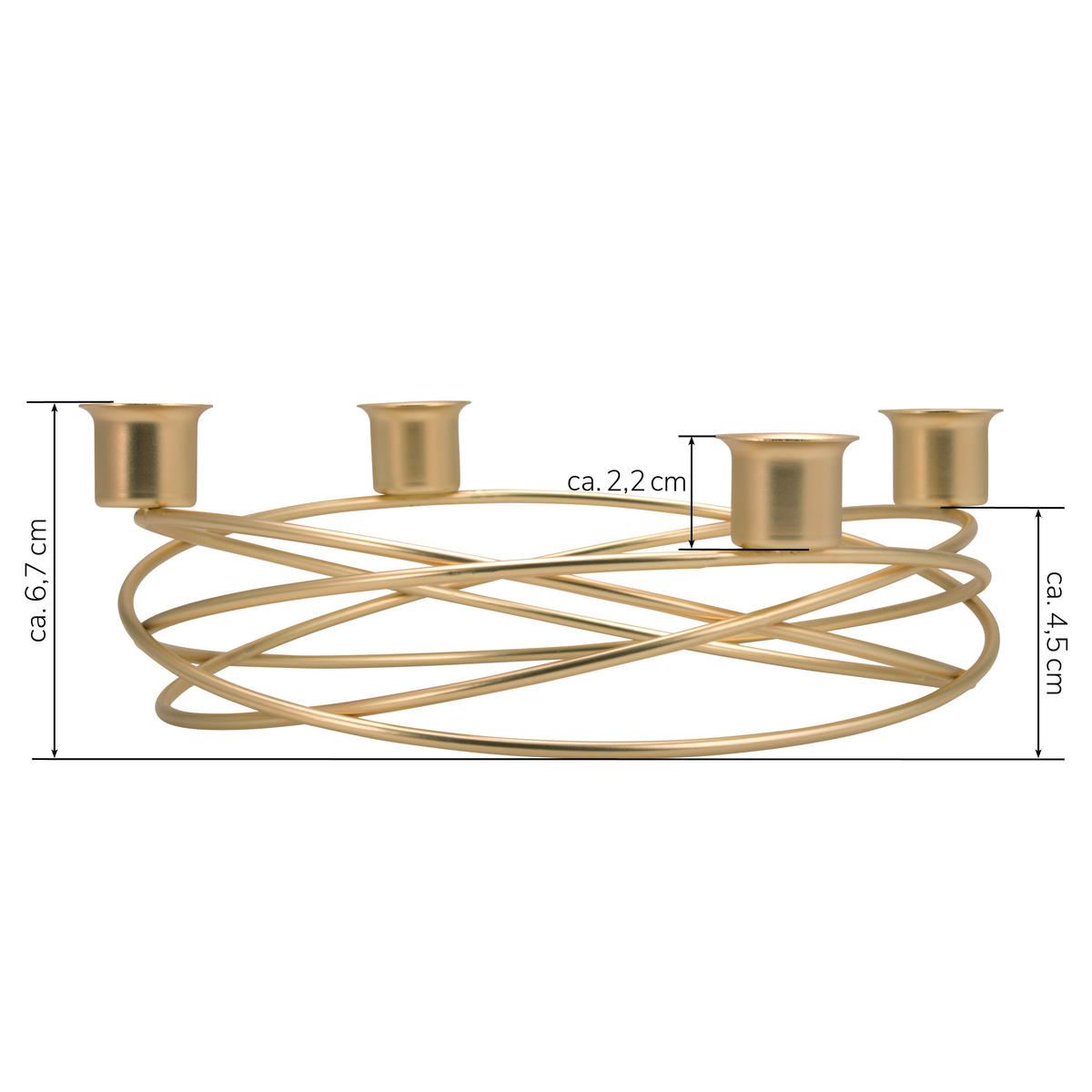 KERZENHALTER, Gold, Metall - Goldfarben, Metall (22/6.7/22cm) - bremermann