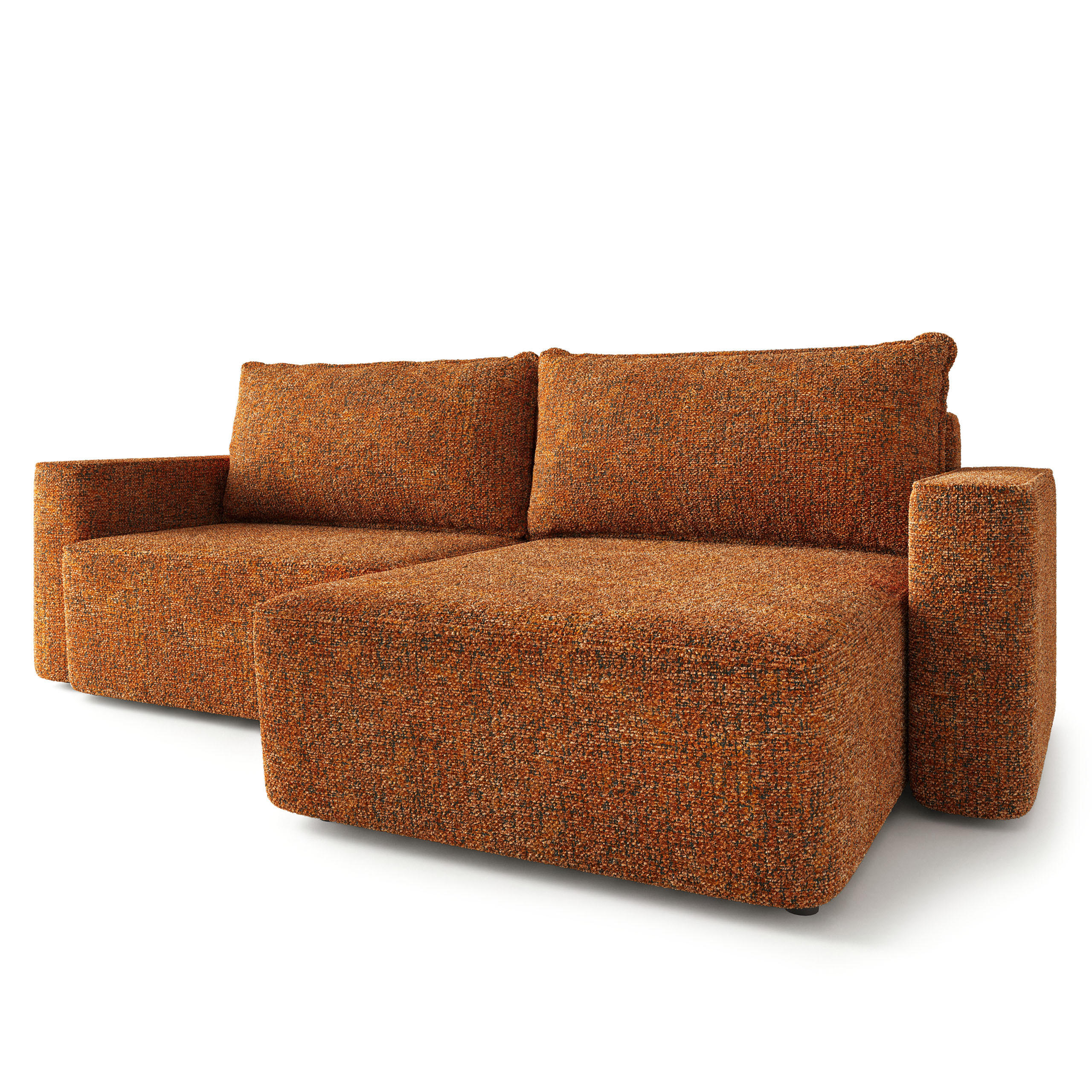 ECKSOFA BELISE BL Orange Chenille mit Schlaffunktion - Orange, Holz/Textil (252/162cm) - MASSENO