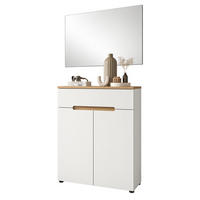 GARDEROBEN-SET weiß, Eiche Artisan 2-teilig, Flurkommode mit Soft-Close - Weiß, Glas/Holzwerkstoff (80/190/37cm) - Inn.Furn