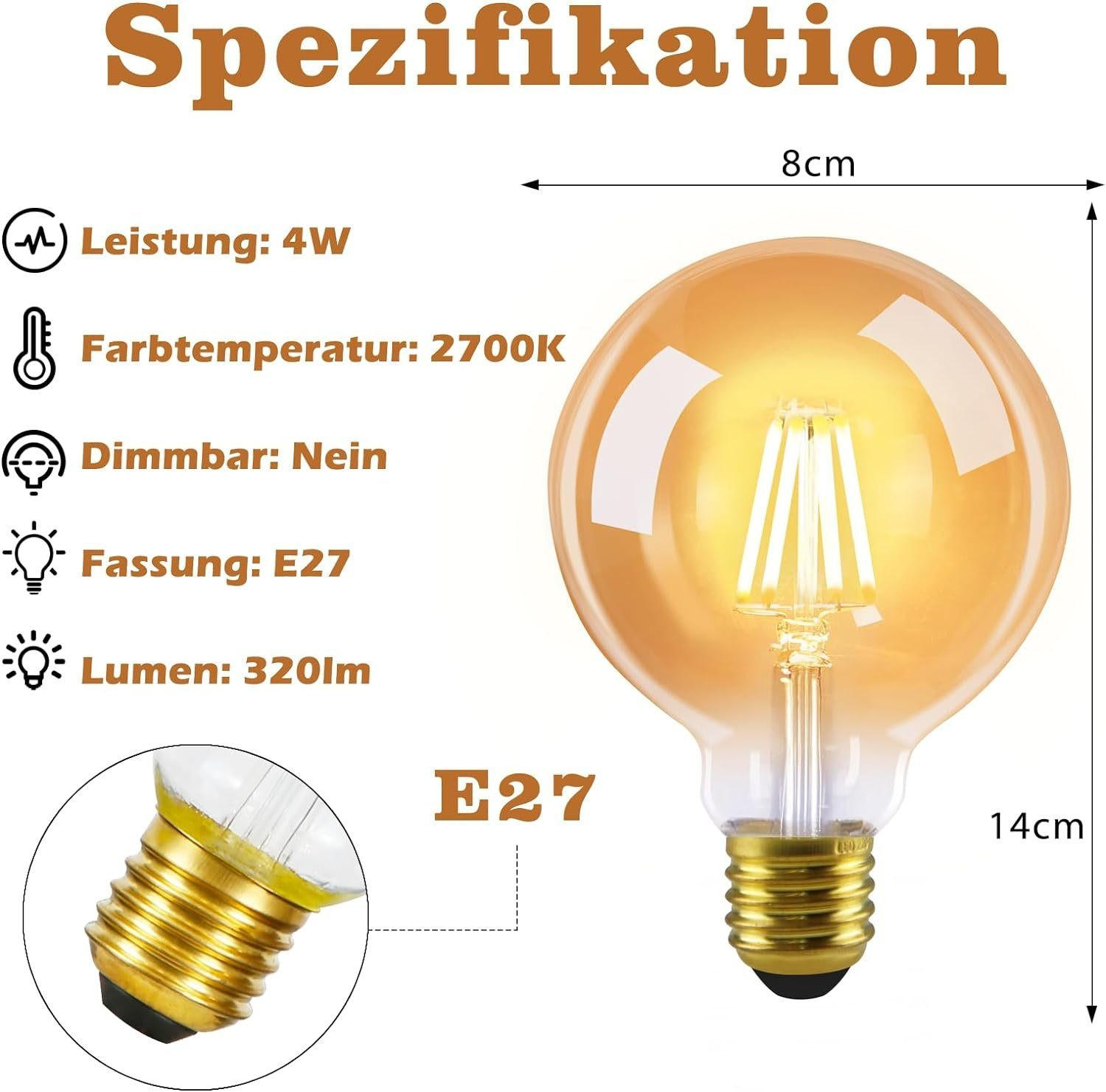 LED-LEUCHTMITTEL E27 4W(2er-set) - Transparent, Glas (8/14cm) - Nettlife