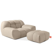 SESSEL VENA mit Pouf Bouclé, Beige - Beige, Holz/Textil (65/38/65cm) - KONSIMO®