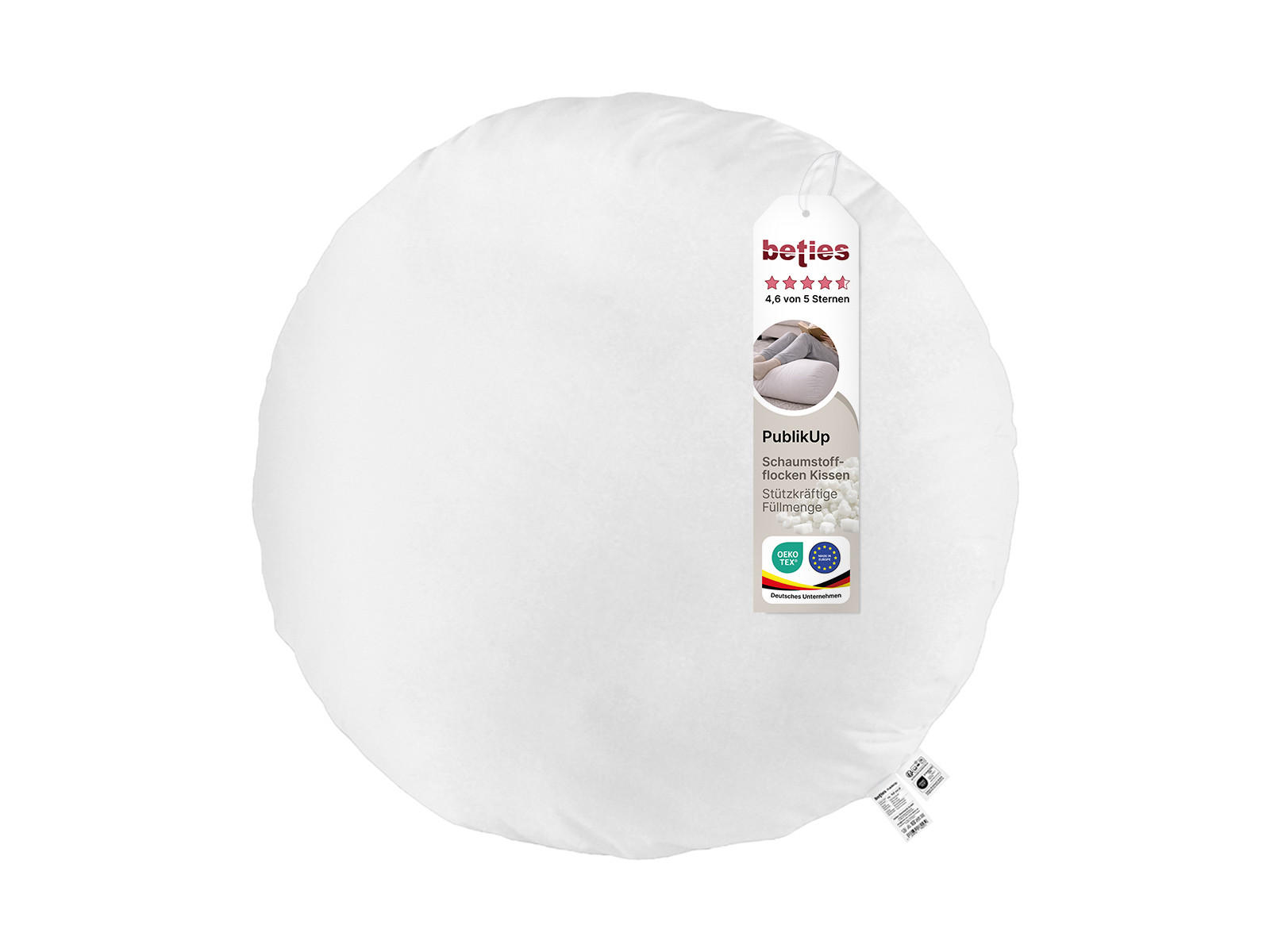 BODEN-/RUNDKISSEN Rund PublikUp gefüllt mit Schaumstoffflocken 80 cm Ø - Weiß, Naturmaterialien/Textil (80cm) - beties Heimtextil