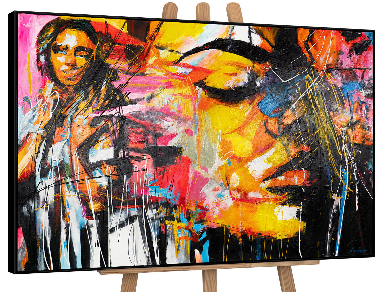 GEMÄLDE Symphonie der Farben Schattenfugenrahmen Schwarz 140x100 cm - Schwarz, Holz (140/100cm) - YS-art gallery