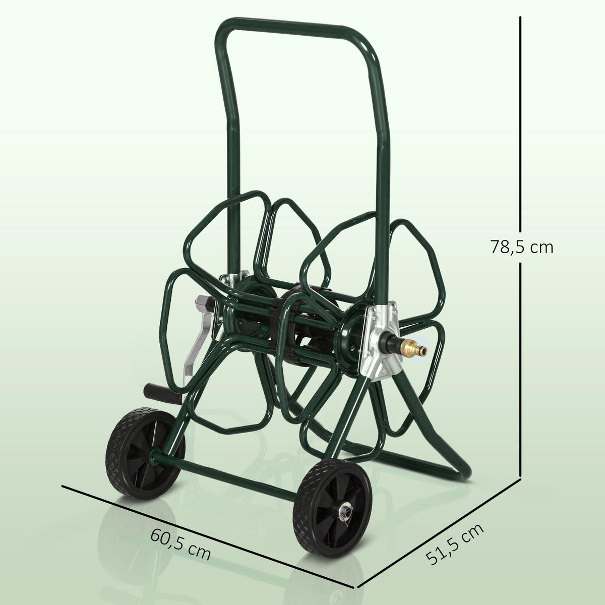 SCHLAUCHWAGEN DE-17584 30 m für Ø16 mm Schlauch Grün - Dunkelgrün, Metall (60.5/78.5/51.5cm) - ComfortXL