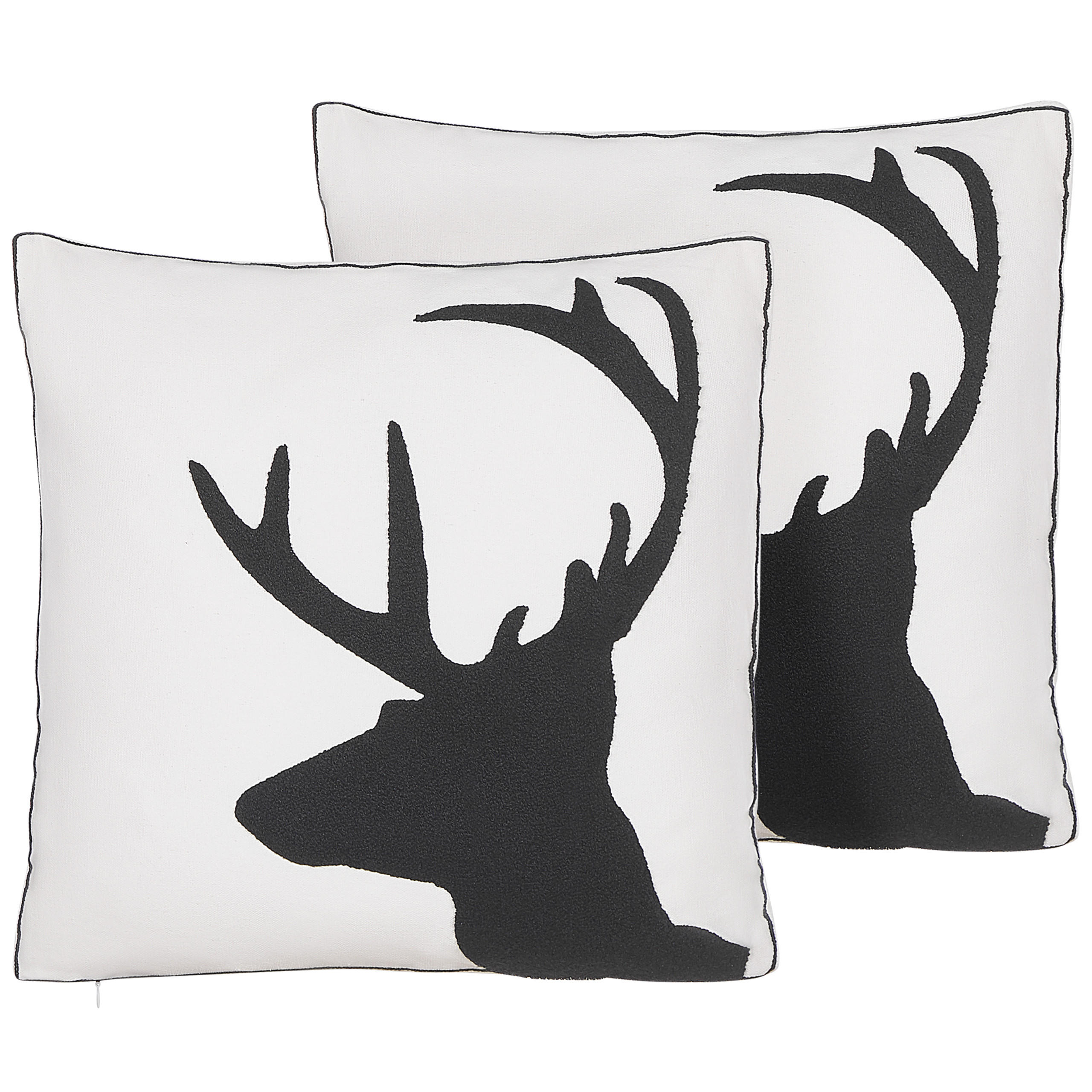 DEKOKISSEN 2er-Set Weiß 45/45 cm Shadrack - Weiß, Naturmaterialen/Textil (45/45cm) - Beliani