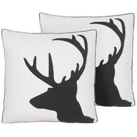DEKOKISSEN 2er-Set Weiß 45/45 cm Shadrack - Weiß, Naturmaterialen/Textil (45/45cm) - Beliani
