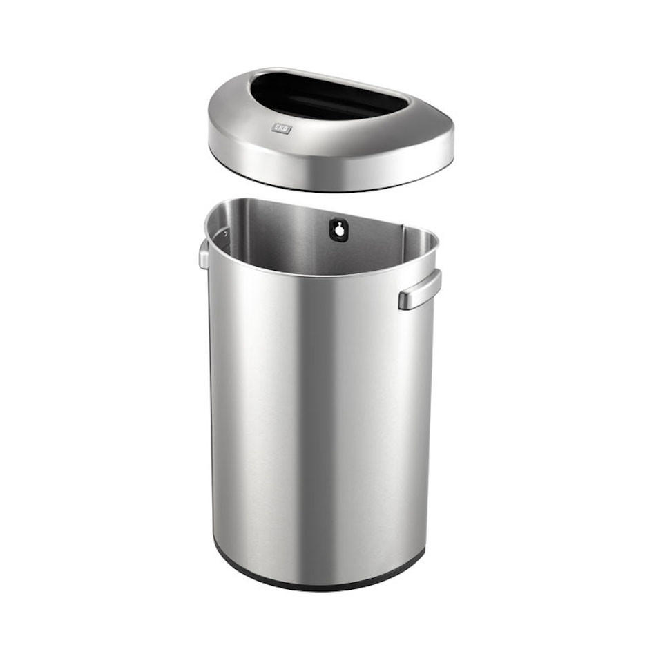 MÜLLEIMER HalbOffener 80 Liter Edelstahl Silber - Silberfarben, Metall (50/75/35cm) - PROREGAL