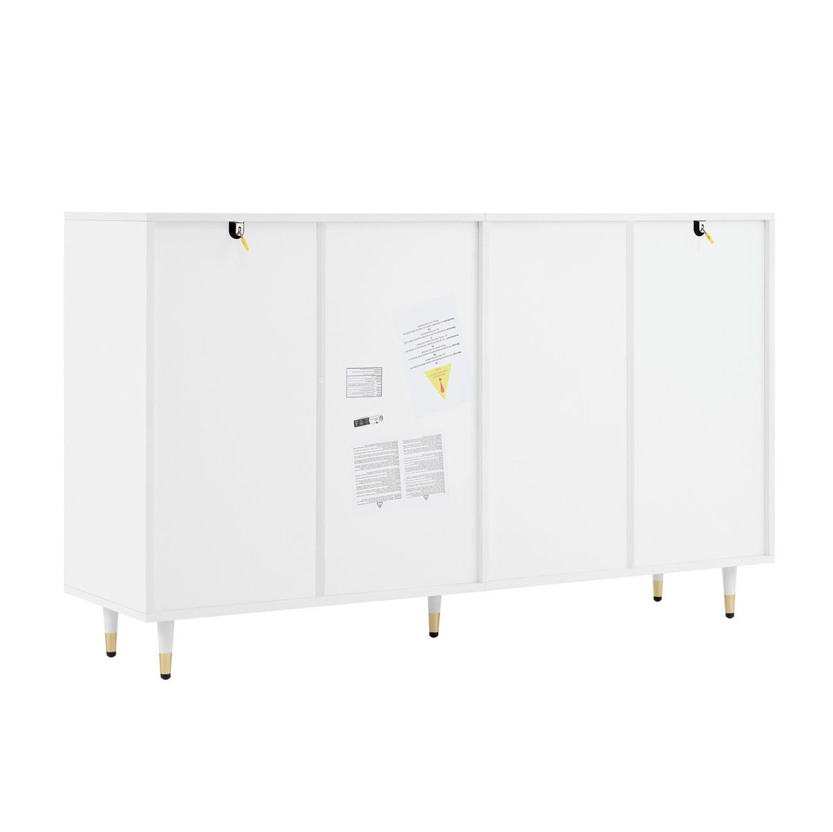 SCHUHSCHRANK 140/39/84 cm aus Spanplatte mit 2 Türen, 2 Schubladen und verstellbaren Einlegeböden, Weiß/Gold - Weiß, Holzwerkstoff (140/84/39cm) - Redom