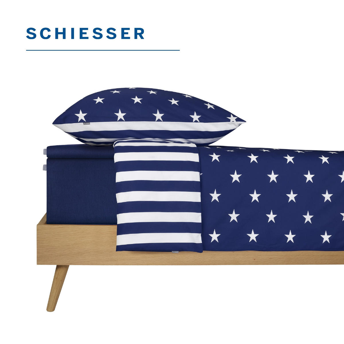 TOPPERSPANNBETTLAKEN Flexi 95 % Baumwolle, 5 % Elasthan 150x200 cm Dunkelblau - Dunkelblau, Textil (150/200cm) - SCHIESSER