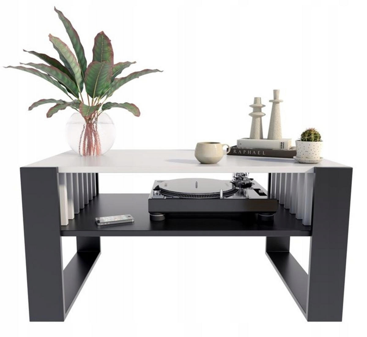 COUCHTISCH IGA Weiß-Schwarz 100/53,6/50 cm - Multicolor, Holzwerkstoff (53.6/100/50cm) - Matkam Möbel