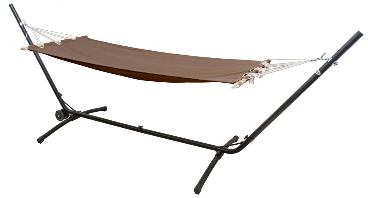 HÄNGEMATTE mit Gestell 335/100 cm, Braun/Schwarz - Schwarz, Metall (100/115/335cm) - Amanka