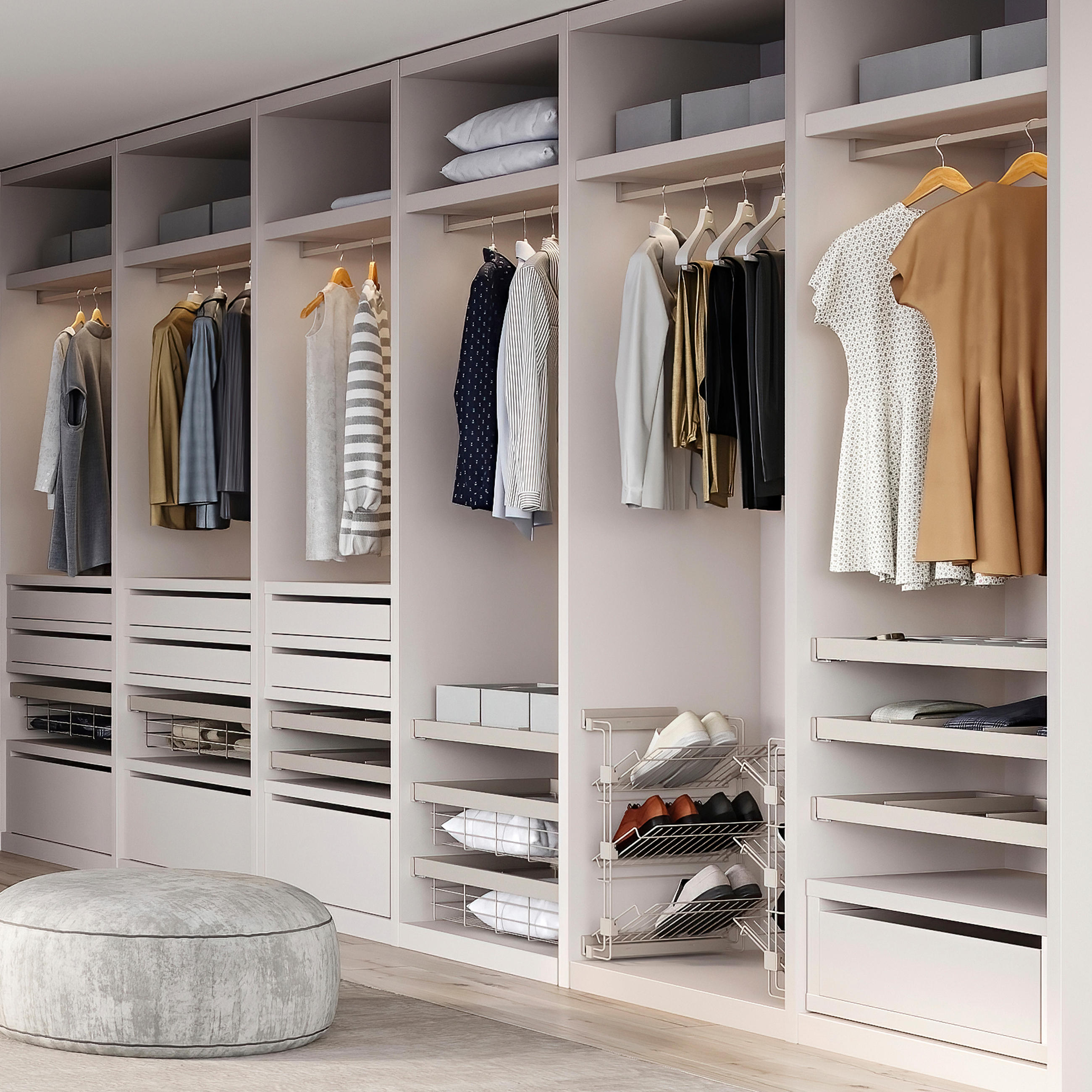 GARDEROBENSTANGEN Luxe, 1,15m mit Halterungen, Aluminium und Kunststoff, Steingrau lackiert 2er-set - Grau, Metall (115cm) - EMUCA