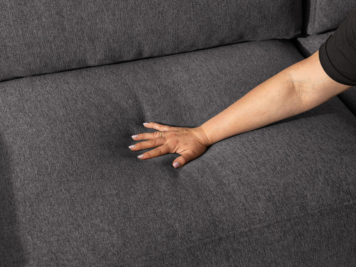 ECKSOFA Lennon aus Graphit Strukturstoff mit Schlaffunktion und Bettkasten - Graphitfarben/Schwarz, Holz/Kunststoff (264/137cm) - S-Style