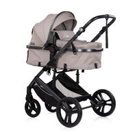 KOMBIKINDERWAGEN 2 in 1 Amore braun Getränkehalter Wickeltasche Fußabdeckung Korb - Schwarz, Metall (95/63/105cm) - Chipolino