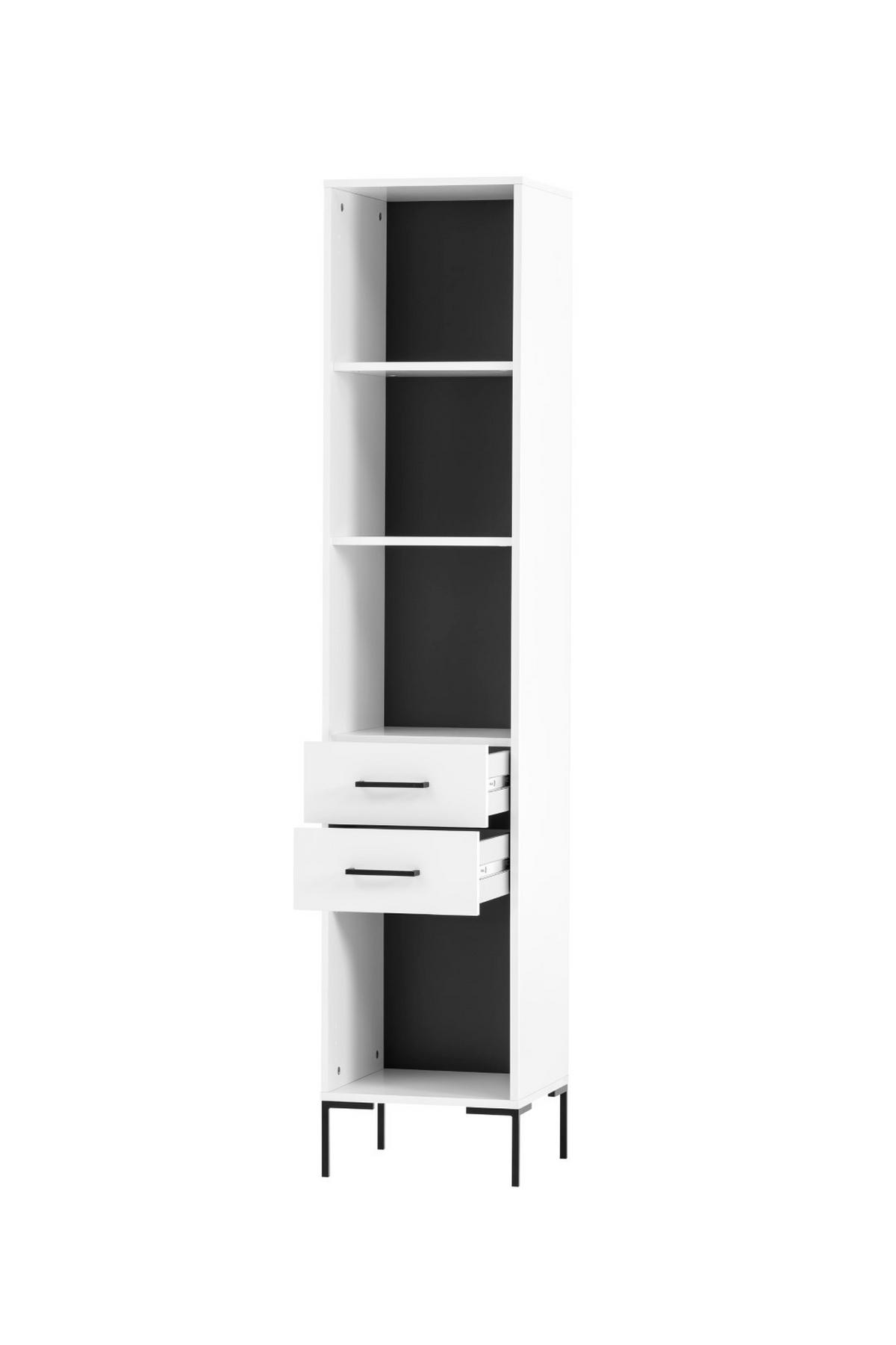 HOCHSCHRANK Panda 195x40x40 cm 4 Fächern & 2 Schubladen Weiß - Weiß, Holz (40/195/40cm) - PROREGAL