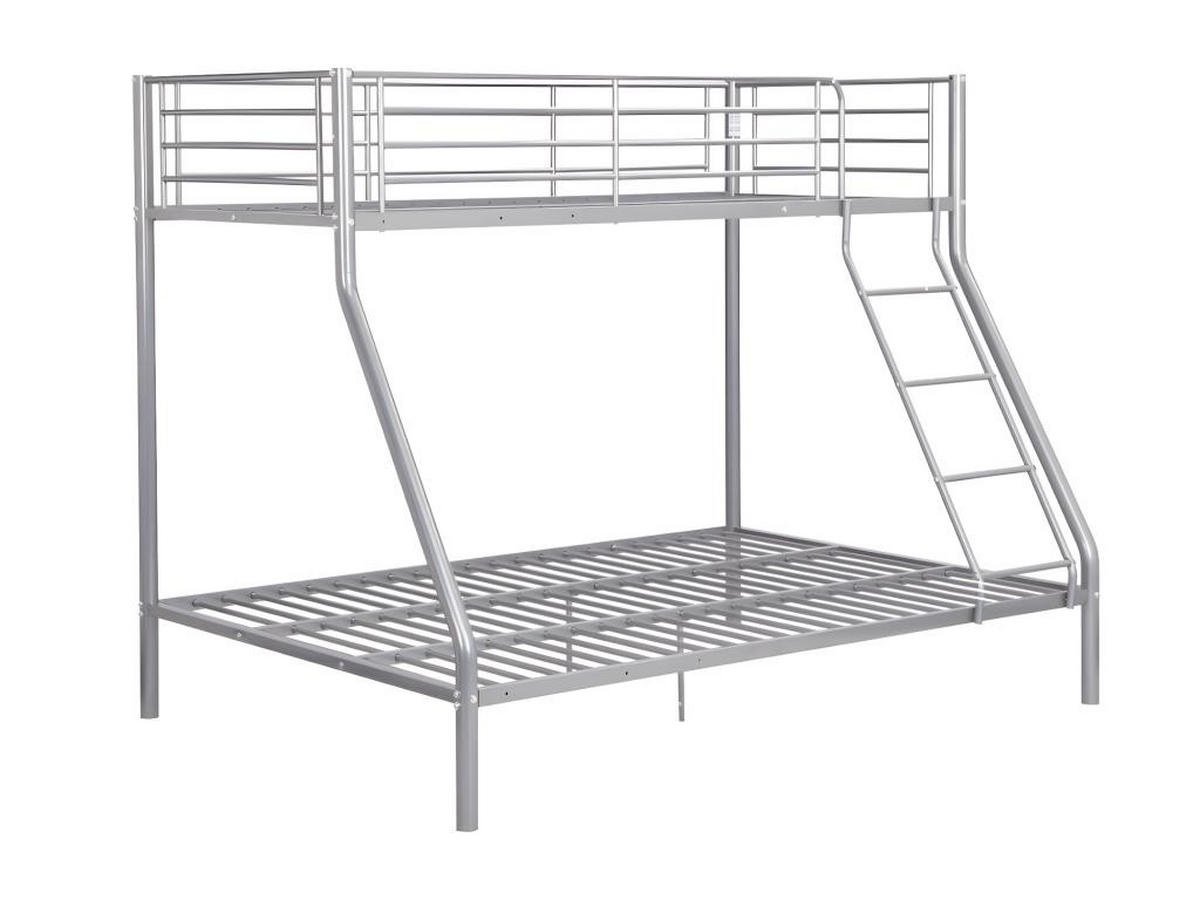 ETAGENBETT - 90 & 140 x 190 cm - Stahl - Silber + Matratze - ELEVATIO IV - Silberfarben, Metall - Vente-Unique