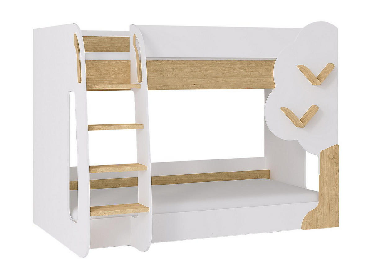 ETAGENBETT - 2 x 90 x 190 cm - Weiß & Holzfarben - PILATI - Naturfarben, Holz (137.4/196cm) - Vente-Unique