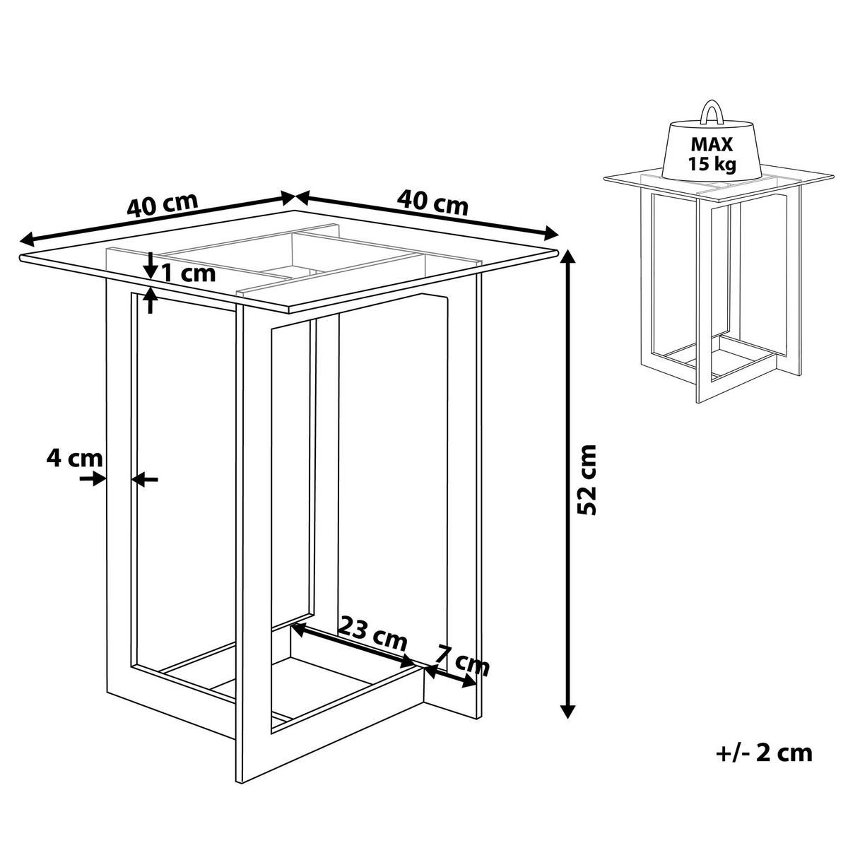 BEISTELLTISCH Glas silber quadratisch 40/40 cm Crystal - Transparent/Silberfarben, Glas (40/40/52cm) - Beliani